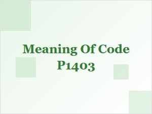 Meaning of Code P1403 Symptoms Diagnosis